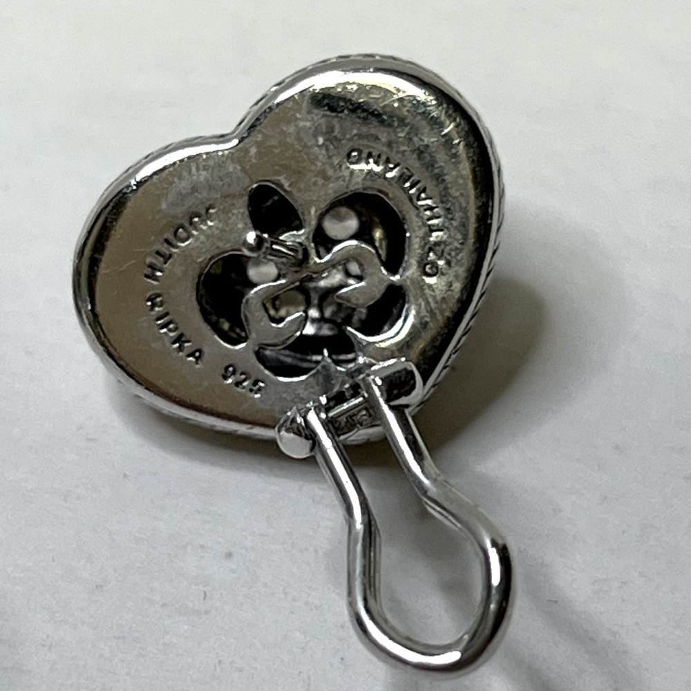 Judith Ripka Sterling Silver 925 Heart CZ Earrings - Picture 4 of 5